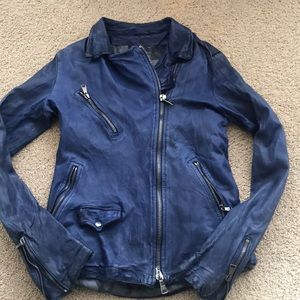 Italian leather biker jacket. Blue